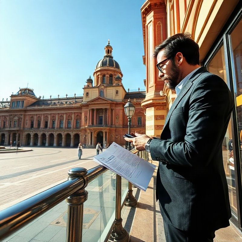 Profesional prepara una consulta junto a un portátil en un despacho de Sevilla.